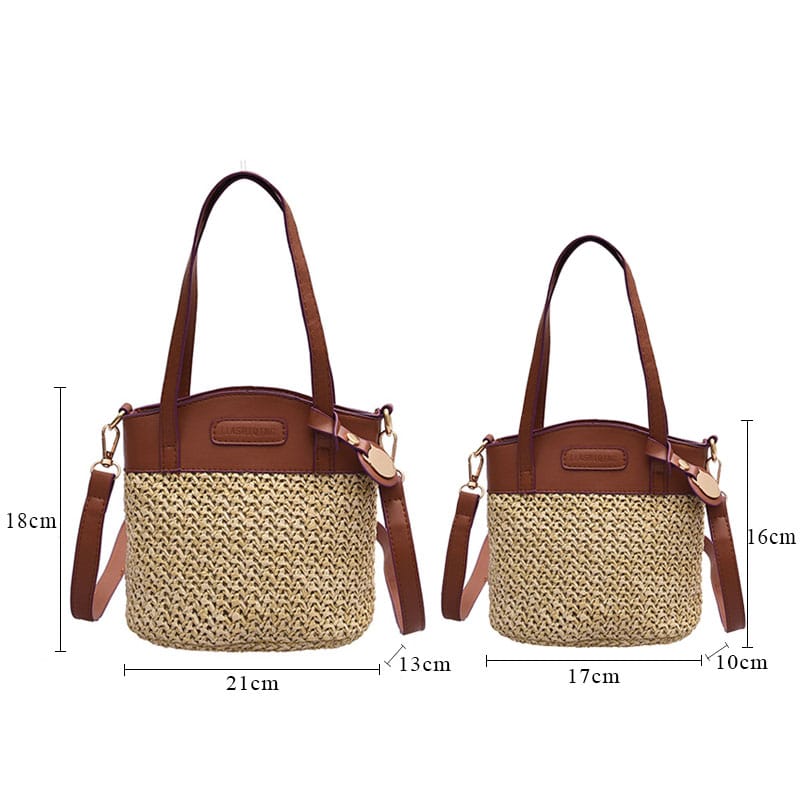 Sac à main en paille et simili cuir raffiné pour femme