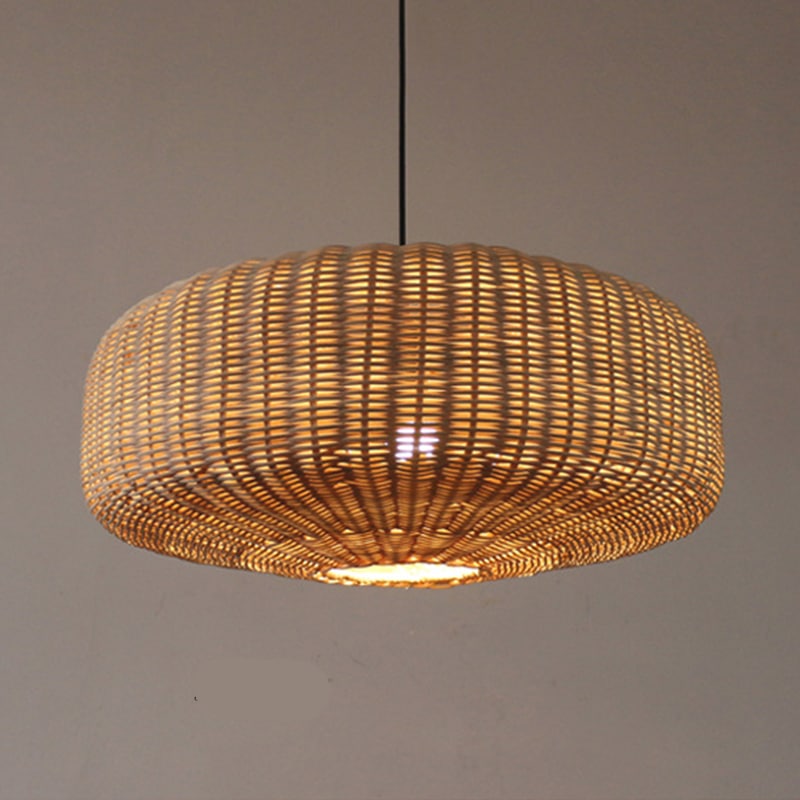 Lampe suspendue chinoise en rotin au design rétro faite à la main