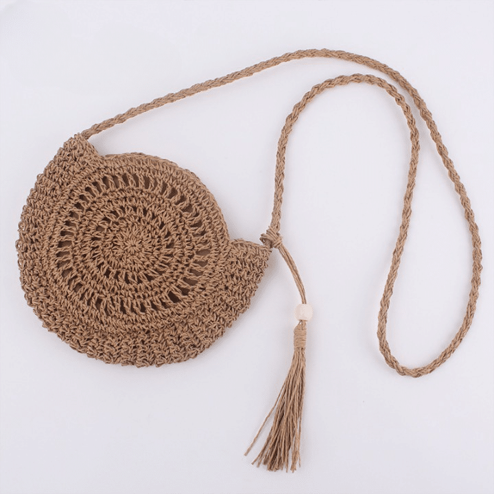 Sac rond souple en paille pour femme