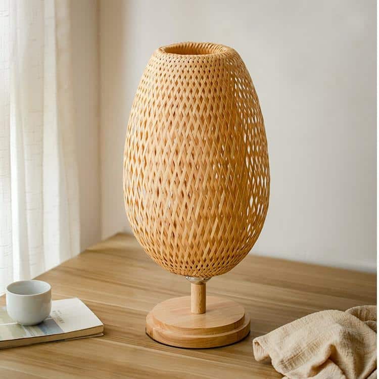Lampe de Table en rotin tissé