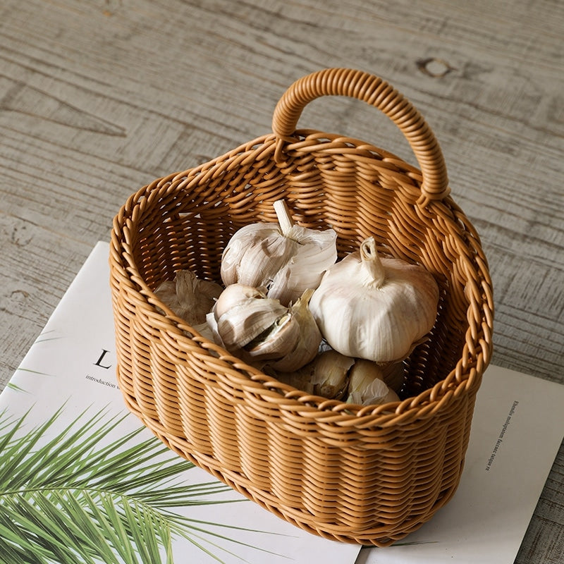 Panier de rangement tissé avec poignée