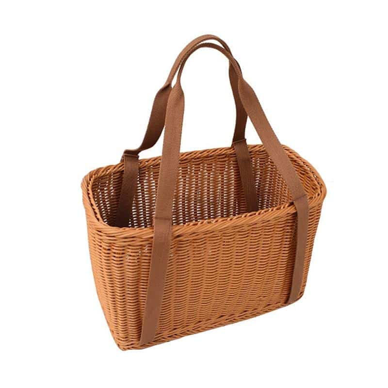 Panier de rangement pour pique-nique tissé avec anses souples