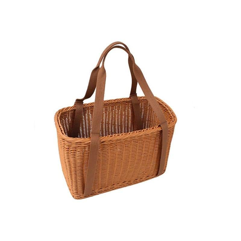 Panier de rangement pour pique-nique tissé avec anses souples
