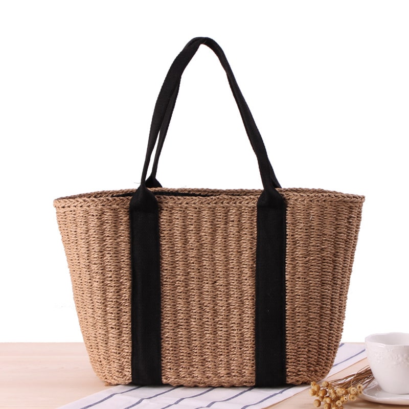Sac à main tissé pour femme marron ou beige