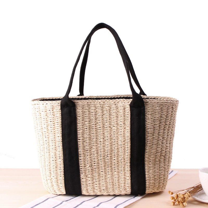 Sac à main tissé pour femme marron ou beige