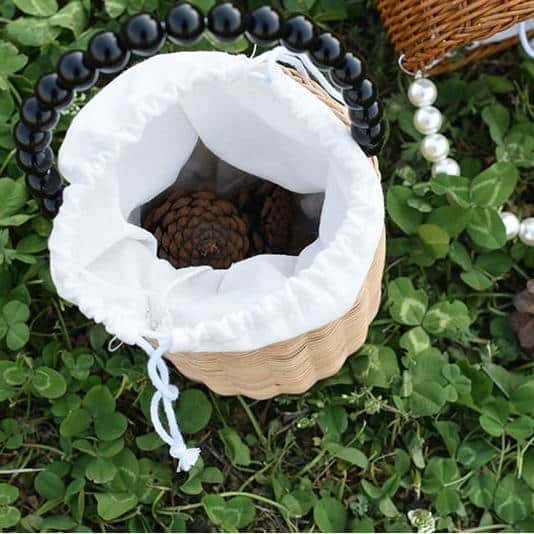 Panier de rangement tissé pour Enfant avec petite anse en perles