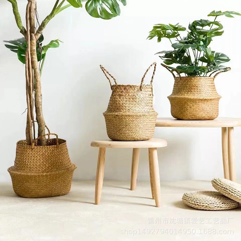 Panier de rangement en osier avec anses