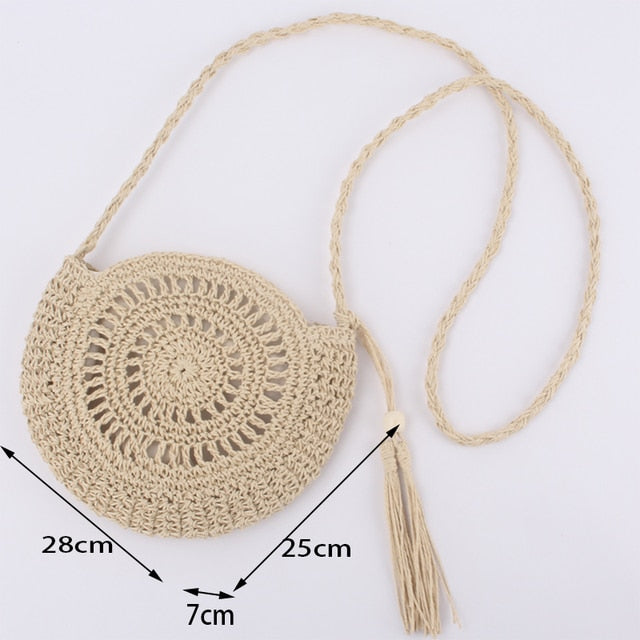 Sac rond souple en paille pour femme