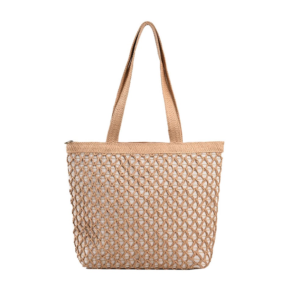 Sac à main en tissage avec fermeture éclair pour femmes