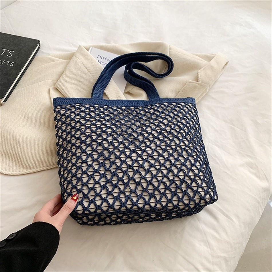 Sac à main en tissage avec fermeture éclair pour femmes