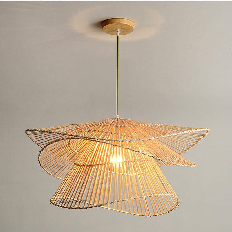 Lampe suspension rotin design à plusieurs niveaux