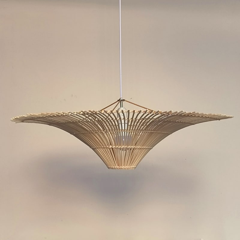Plafonnier LED suspension rotin design rétro moderne