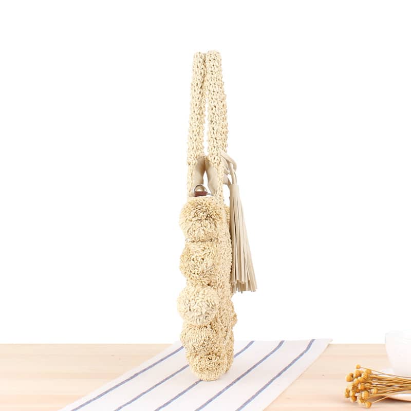 Sac de plage en paille vintage beige
