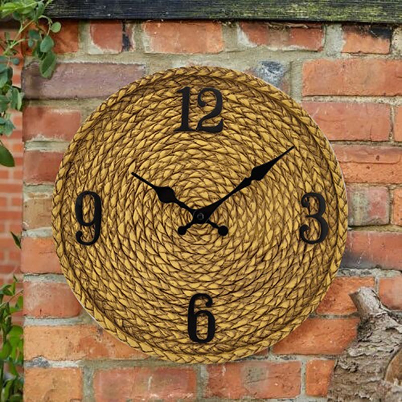 Horloge murale extérieure imitation rotin