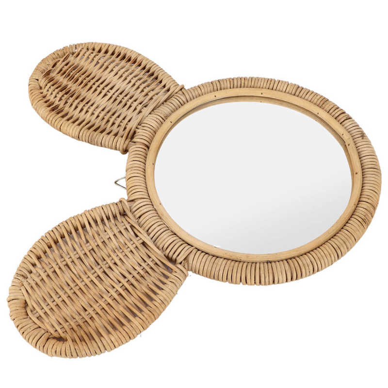 Miroir en rotin en forme de tête d’ourson