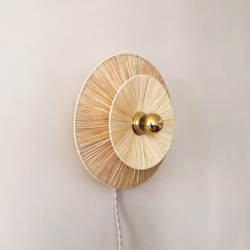Applique murale LED en rotin style grande fleur