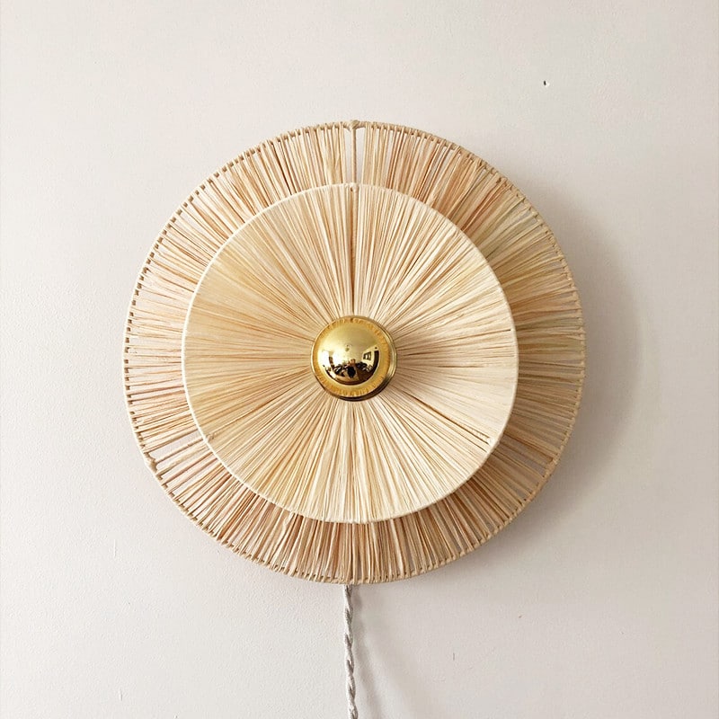 Applique murale LED en rotin style grande fleur