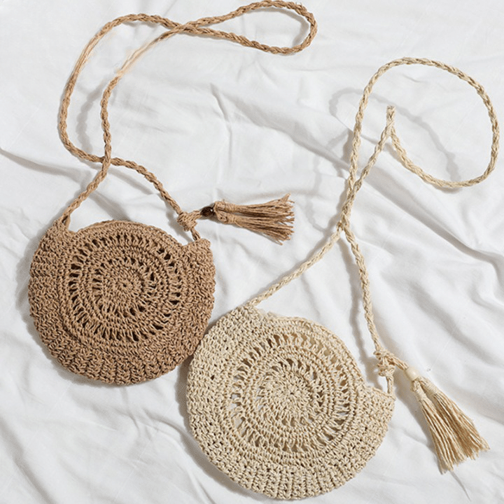 Sac rond souple en paille pour femme
