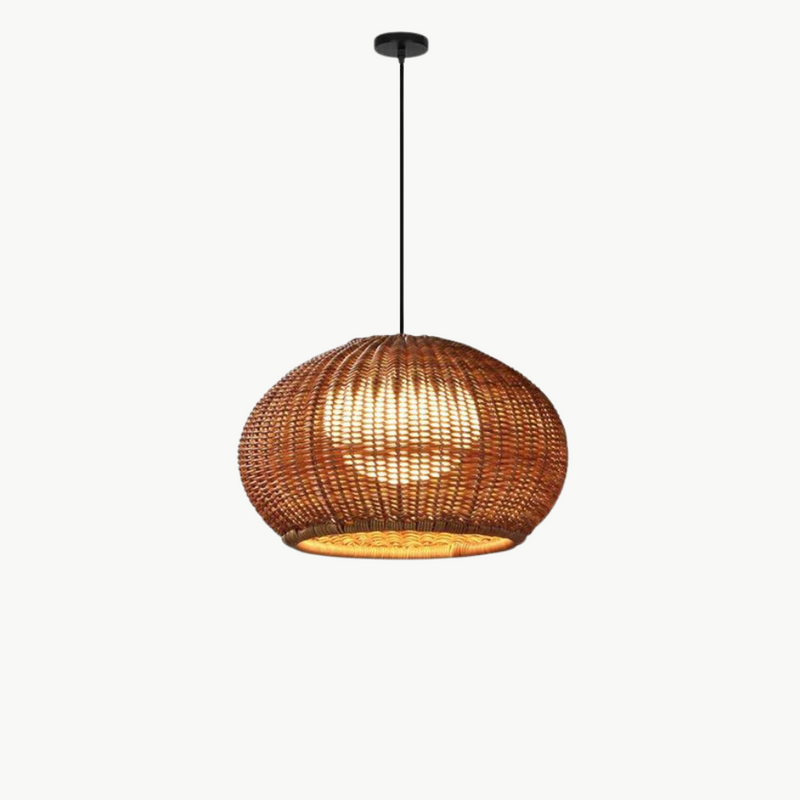 Suspension rotin demi-sphère tressée ajourée naturel | Bolla