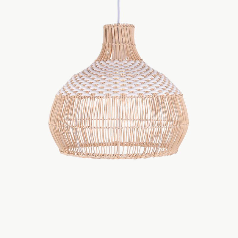 Suspension rotin tressé bicolore blanc naturel | Liova