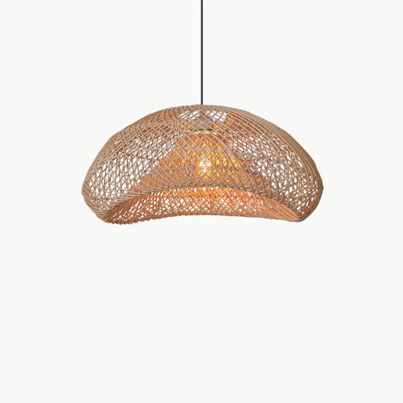 Suspension rotin demi-lune ajourée naturel | Auro