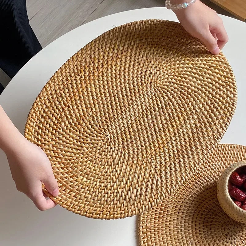 Accessoire Décoration en Rotin Style Dessous de Plat