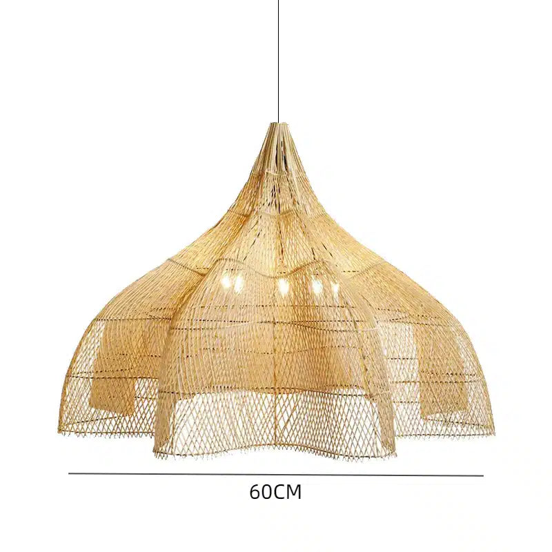 Lustre en Rotin en Forme de Coupole Orientale