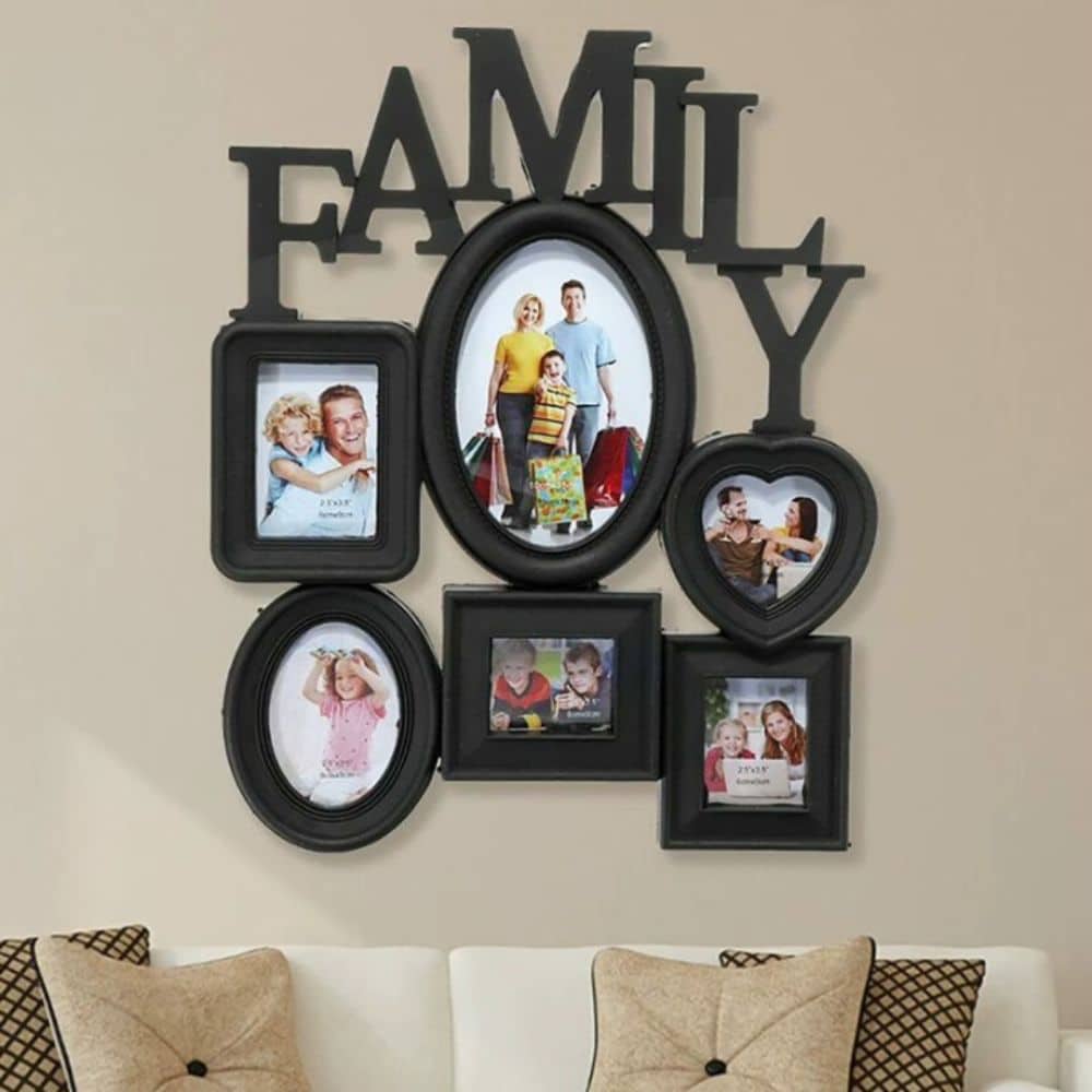 Cadre Mural Familial 6 Photos en Bois