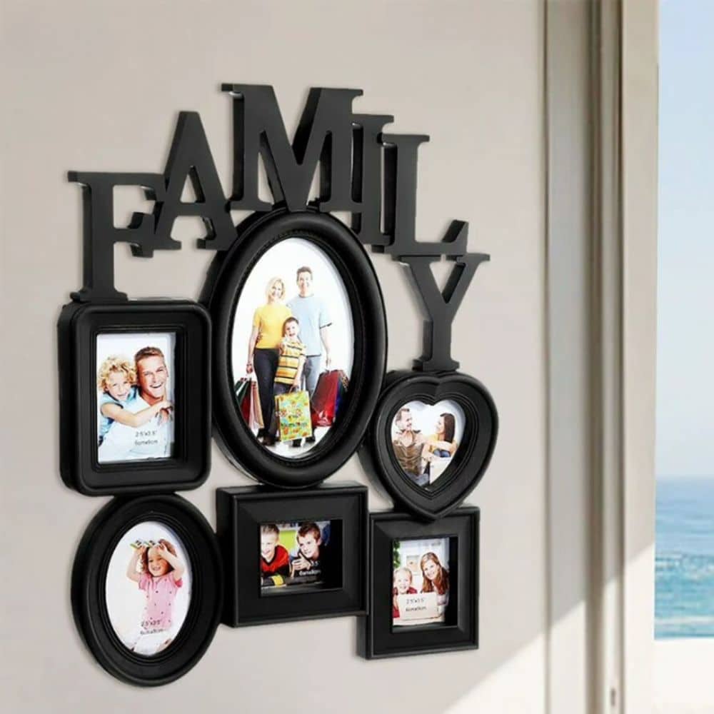 Cadre Mural Familial 6 Photos en Bois