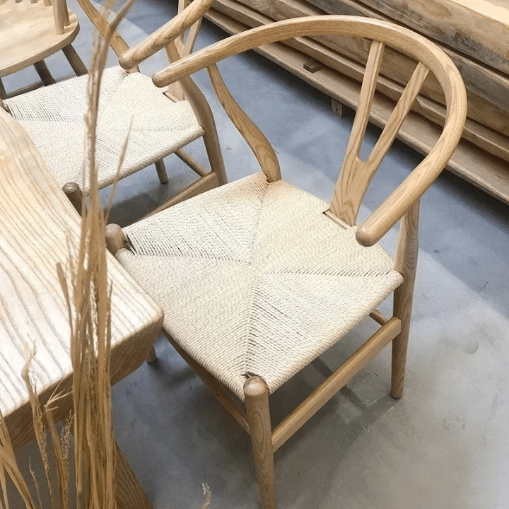 Chaise Effet Osier en Bois Massif Style Nordique
