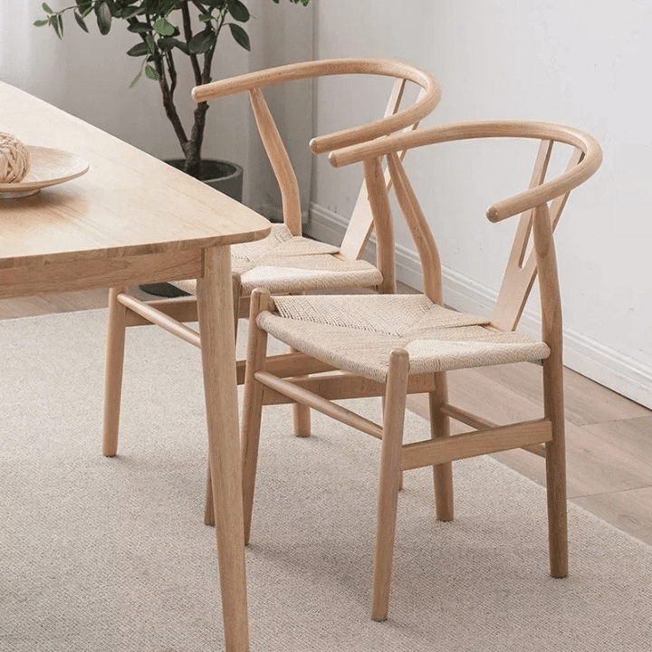 Chaise Effet Osier en Bois Massif Style Nordique