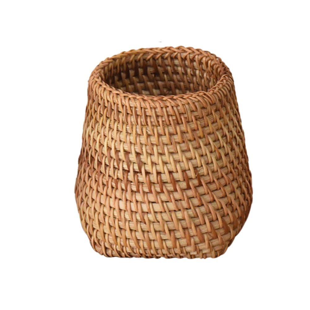 Corbeille de rangement ronde en rotin