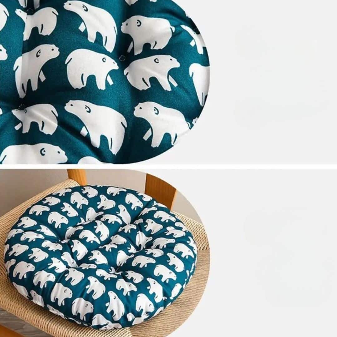Coussin Chaise Rotin Rond avec Imprimés Ours Polaires