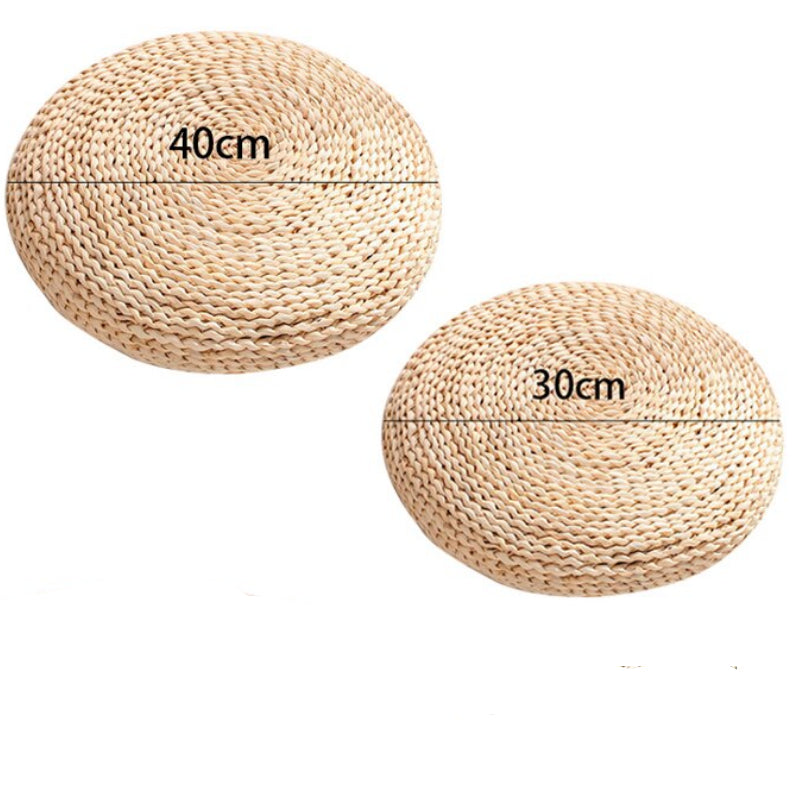 Coussin circulaire en rotin clair