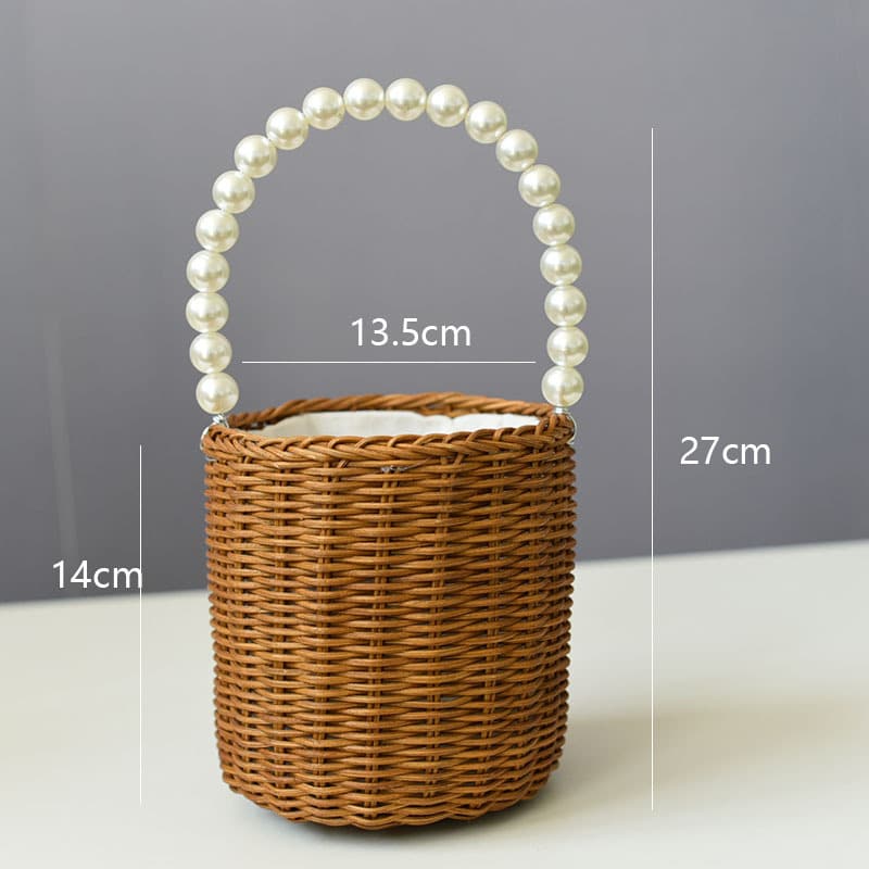 Panier de rangement tissé pour Enfant avec petite anse en perles