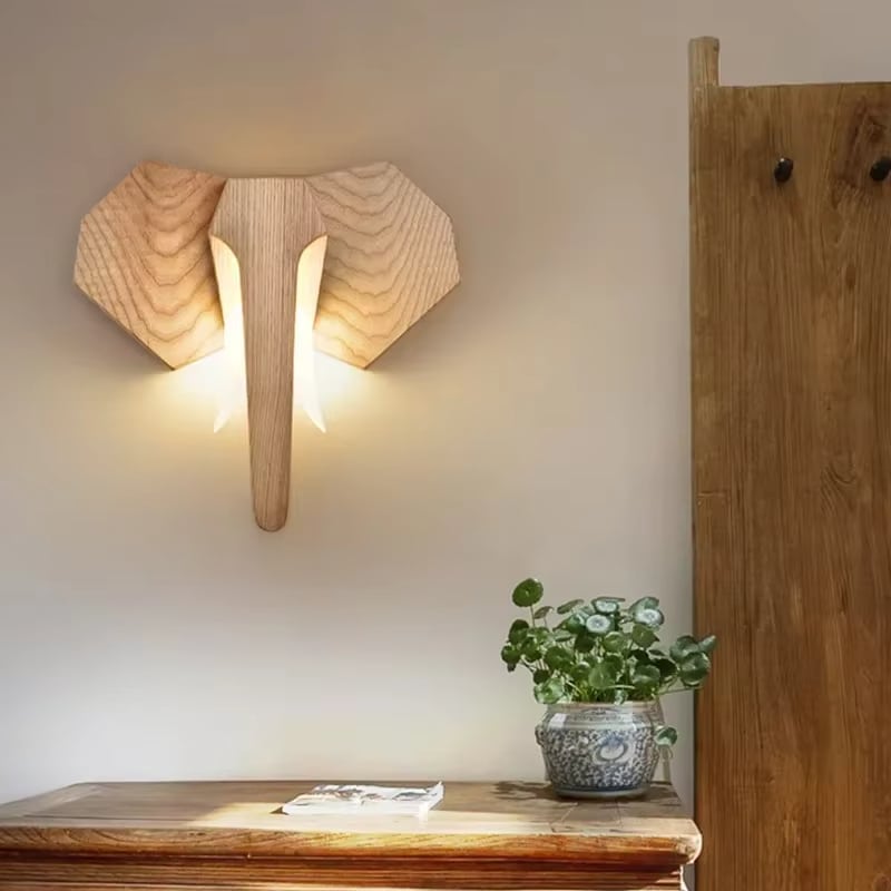 Décoration Murale Tête d’Éléphant en Bois