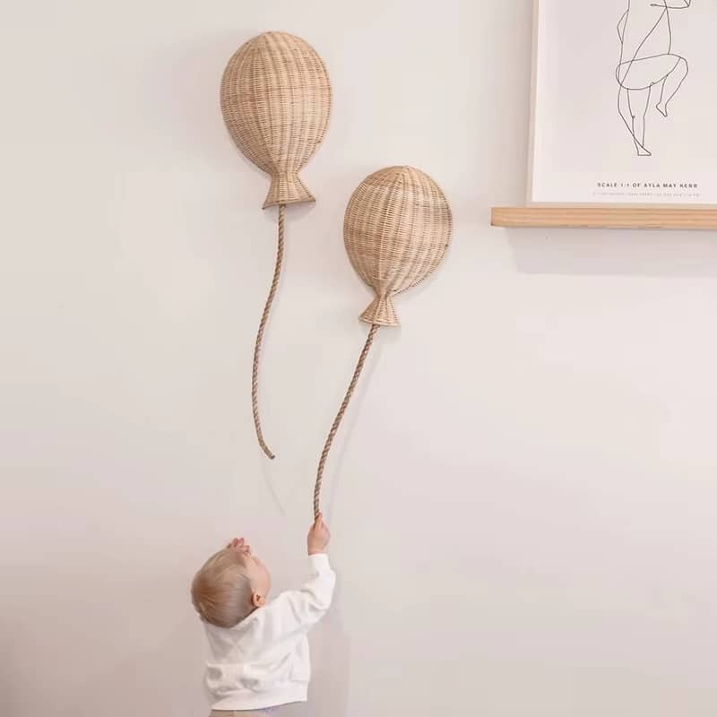 Ensemble de 2 Accessoires en Rotin en Forme de Ballons