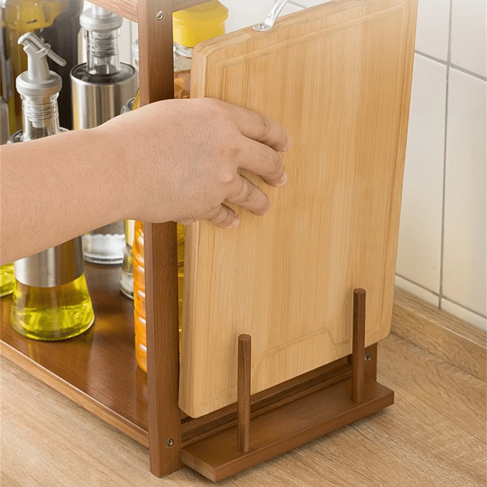 Étagère Bambou pour Micro-ondes avec Rangements Pratiques