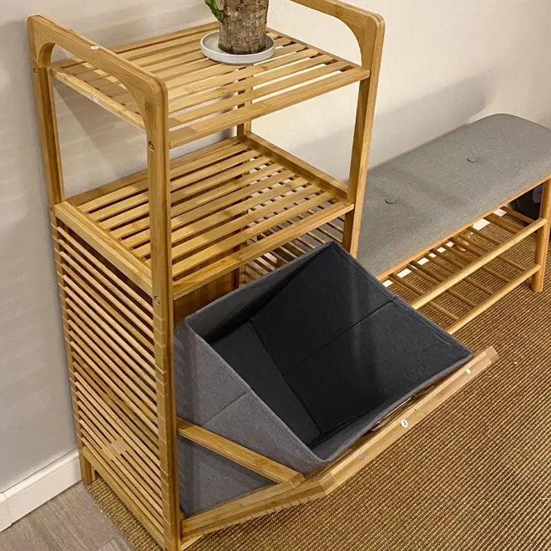 Étagère Bambou Pratique avec Panier Intégré