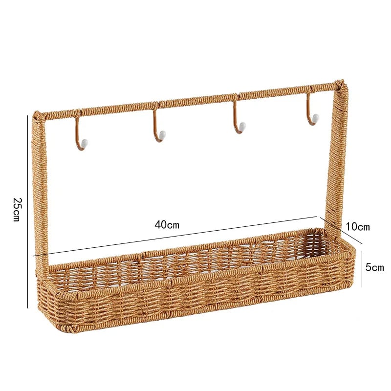 Étagère Effet Rotin Compacte avec Crochets