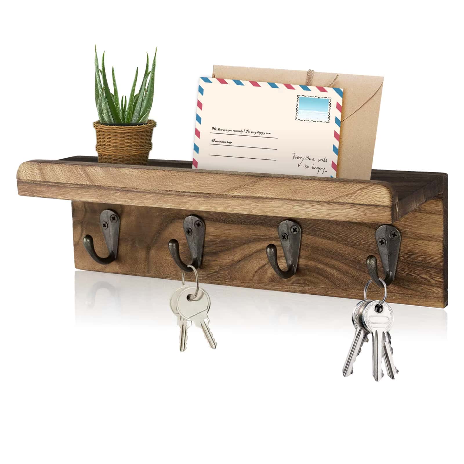 Étagère Murale Porte Clés en Bois