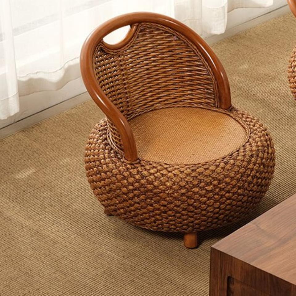 Mini Fauteuil bas en rotin marron