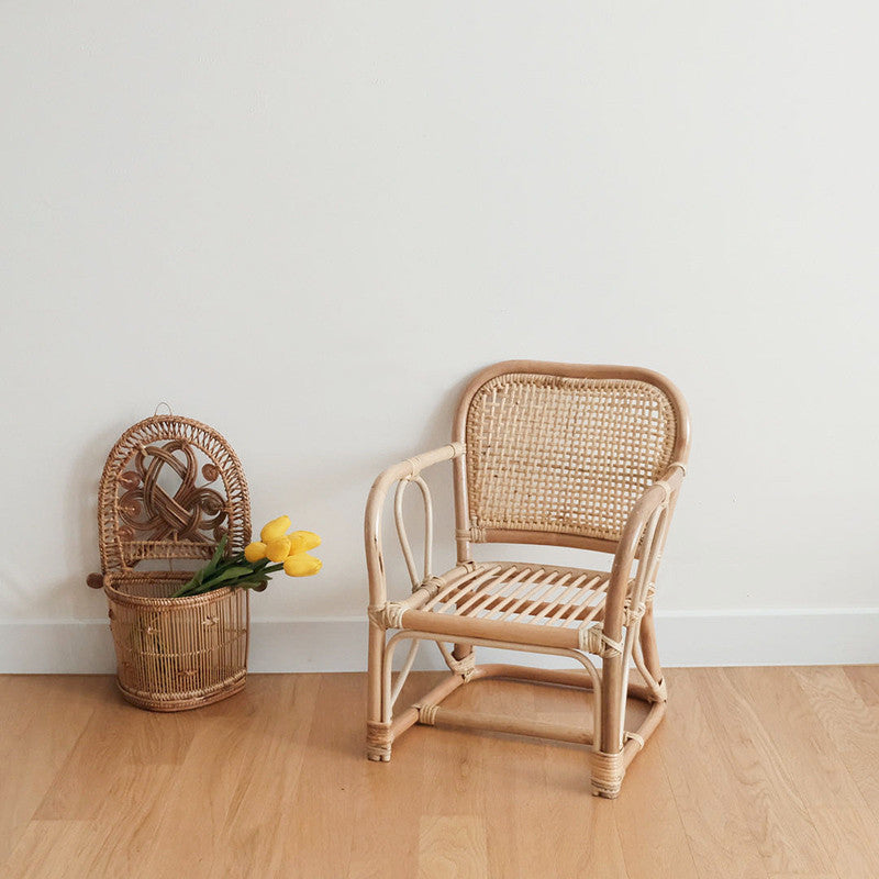 Mini Fauteuil carré en rotin pour enfants