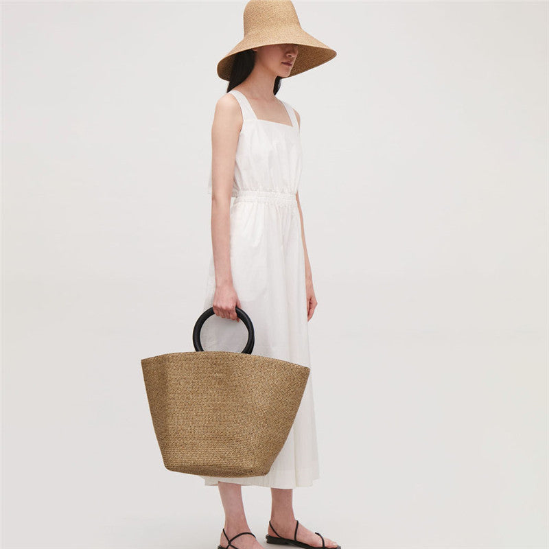 Grand sac à main en rotin tissé