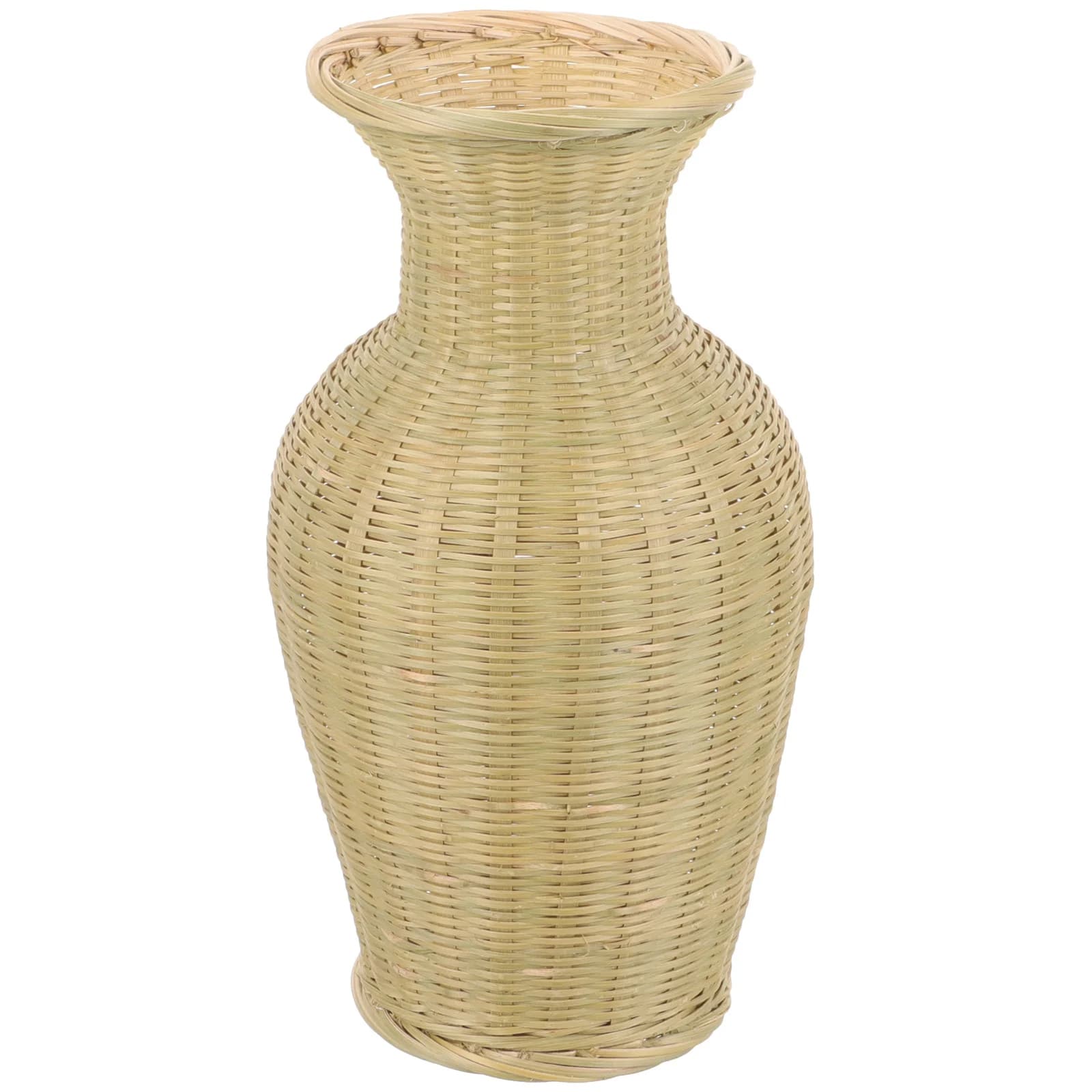 Grand Vase Effet Osier Beige et Décoratif