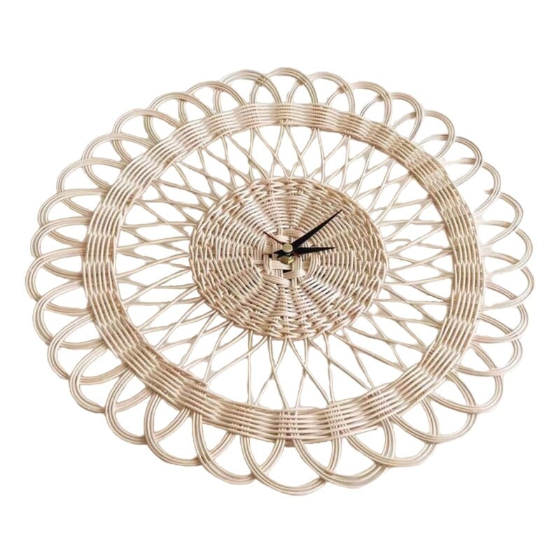 Horloge vintage tissée en rotin à piles