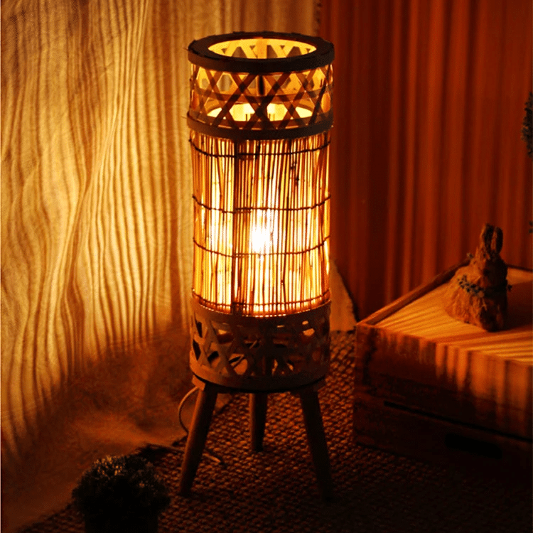 Lampadaire Effet Osier avec Bougie Électrique