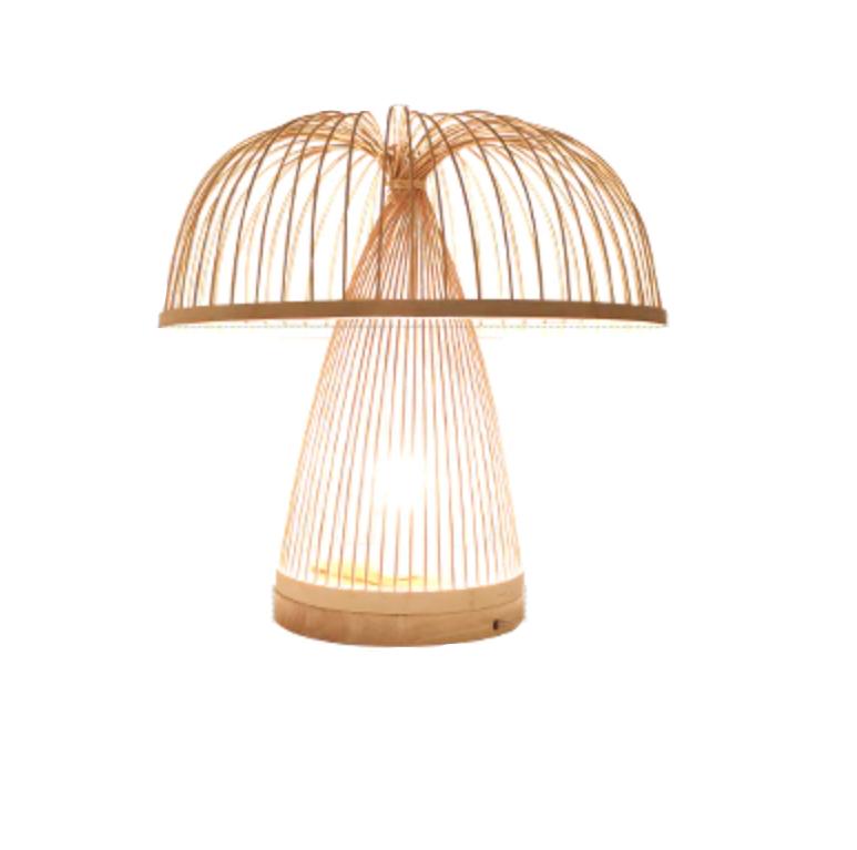 Lampadaire en rotin en forme de champignon