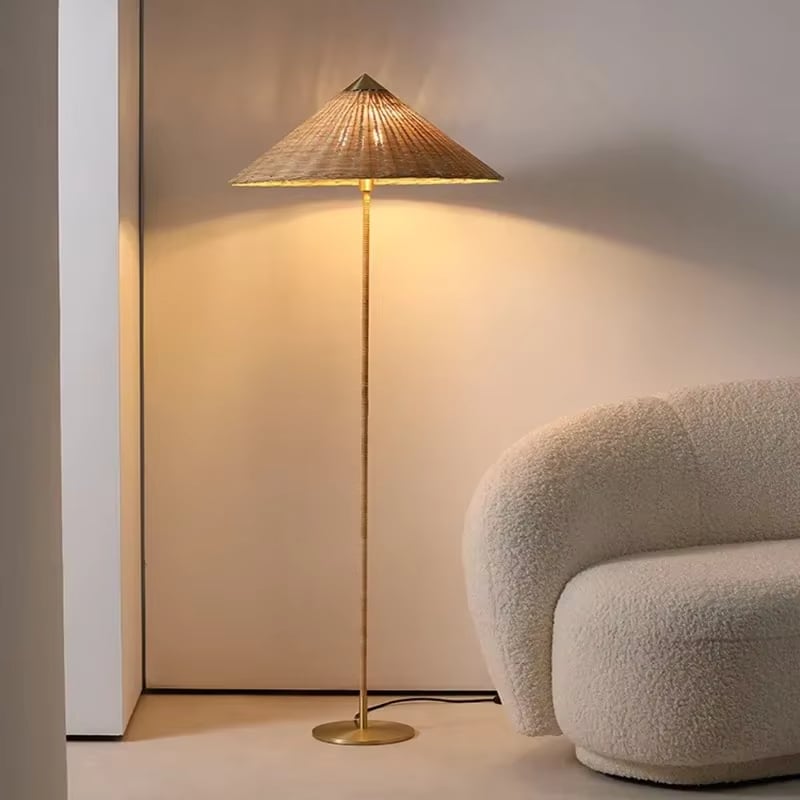 Lampadaire Rotin au Design Pastoral