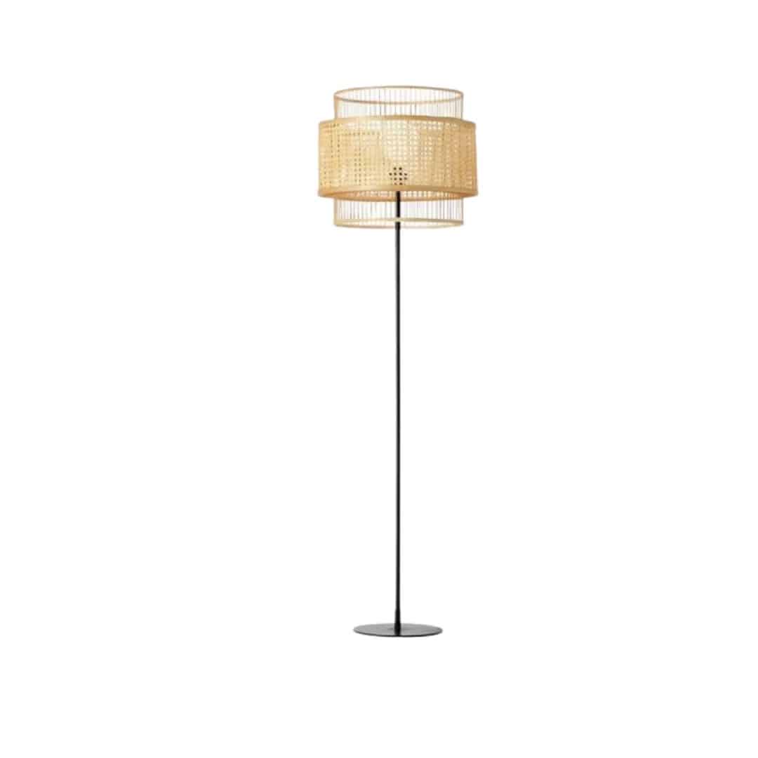 Lampadaire Rotin Japonais de Style Vintage